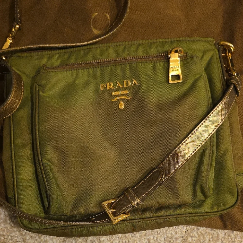 Prada Khaki Green Men's Messenger Bag - Picture 2 of 6